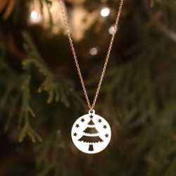 Yılbaşı Ağacı 925 Ayar Gümüş Kadın Hediyelik Kolye 