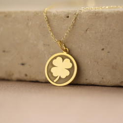 Altın Kaplama 925 Ayar Gümüş İşlemeli Yonca Model Kadın Kolye