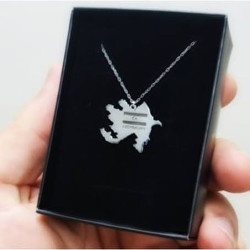 Azerbaycan Haritası Gümüş Hediyelik Unisex Kolye 