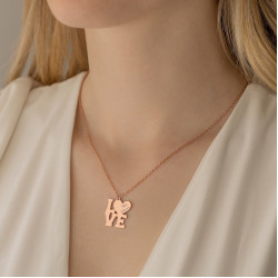 Kişiye Özel İsimli Love Tasarım Hediyelik Gümüş Kadın Kolye 