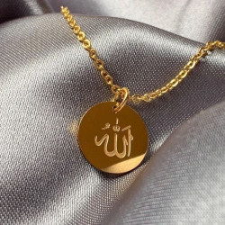 925 Ayar Gümüş Plaka Allah Yazılı Hediyelik Kolye 