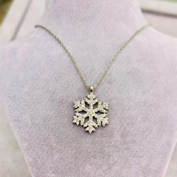 Zirkon Taşlı Kar Tanesi Model Gümüş Kadın Kolye 