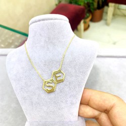 İkili Harf Model Kişiye Özel Tasarım Kadın Gümüş Kolye