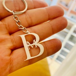 İç İçe Harf Model 925 Ayar Gümüş Unisex Anahtarlık 