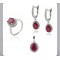Kırmızı Yakut 925 Ayar Gümüş Kadın Üçlü Set Özel Gün Hediyesi