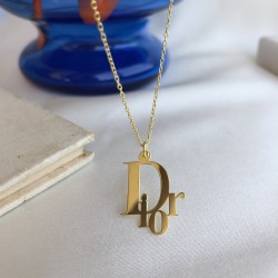 Dior Yazılı Tasarım 925 Ayar Kadın Kolye Özel Gün Hediyesi