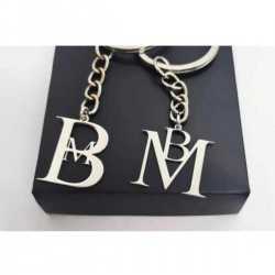 BM İkili Harf Model 925 Ayar Gümüş Hediyelik Anahtarlık